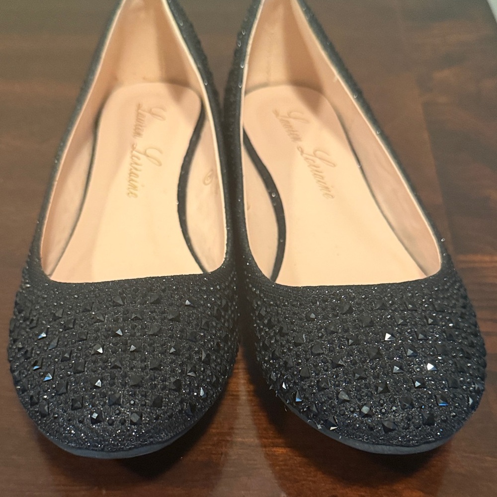 Lauren Lorraine Black Jeweled Ballet Flats - Picture 6 of 6